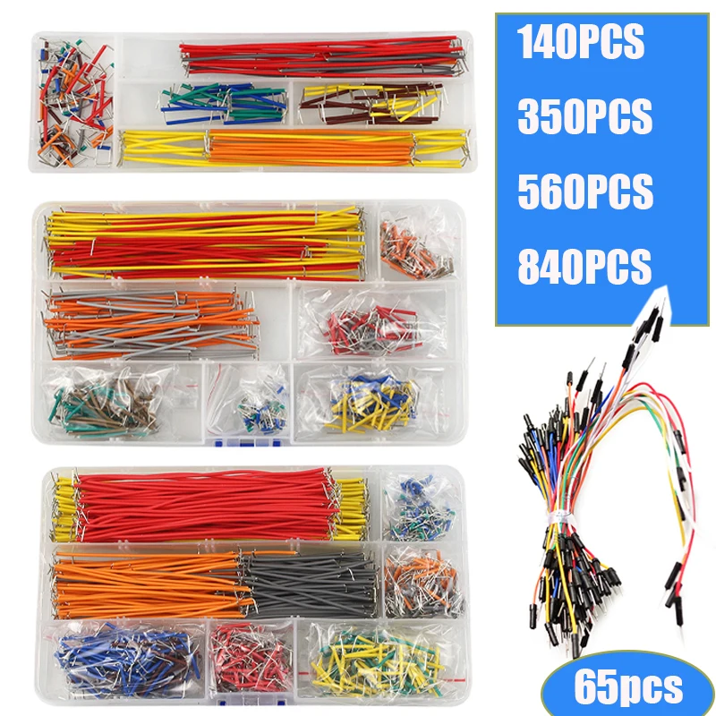 Breadboard Jumper Wire - 65/140/350/560/840 unids/caja Kit de cables de