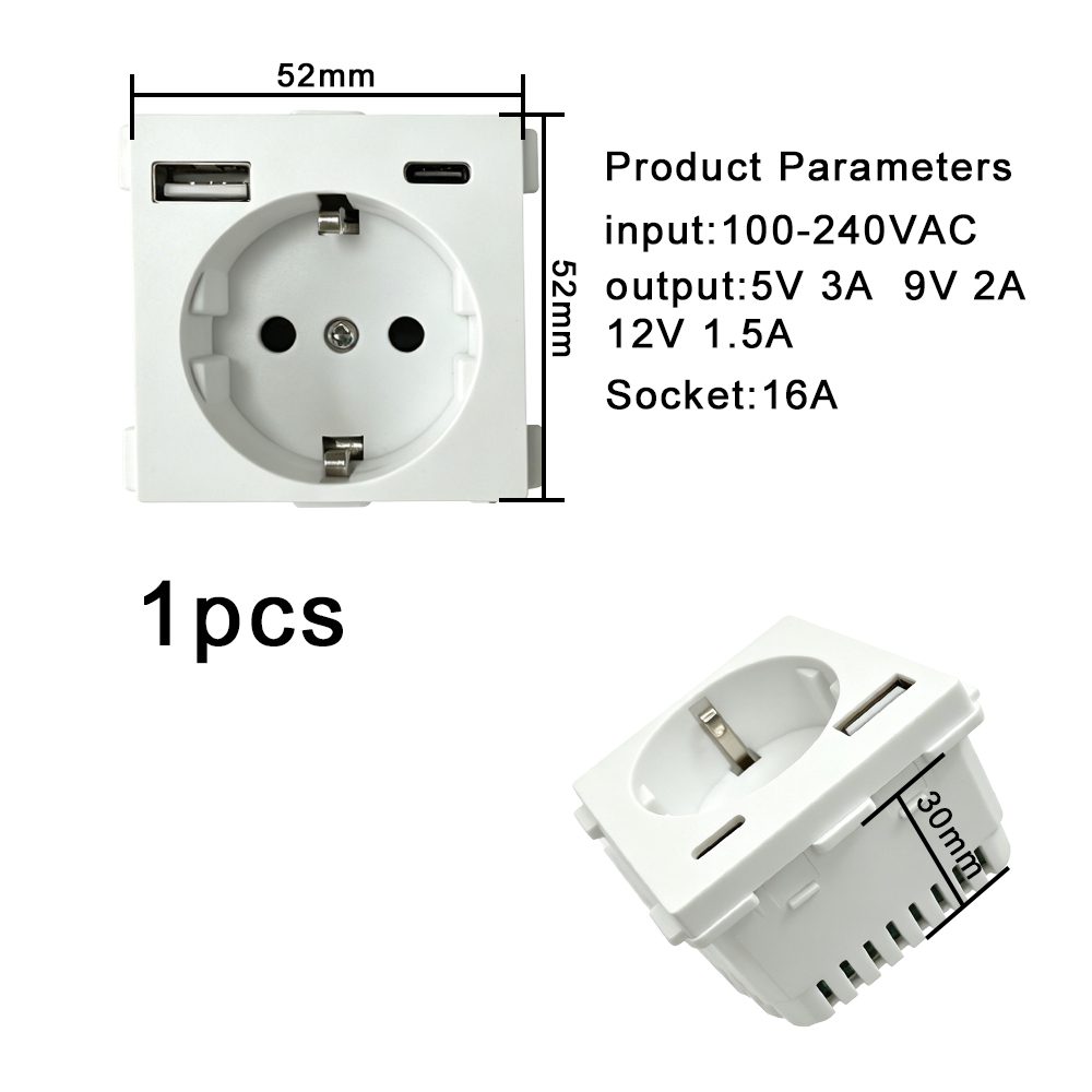 Diy Q - Kit de Enchufe Europeo UBARO 86×86mm,