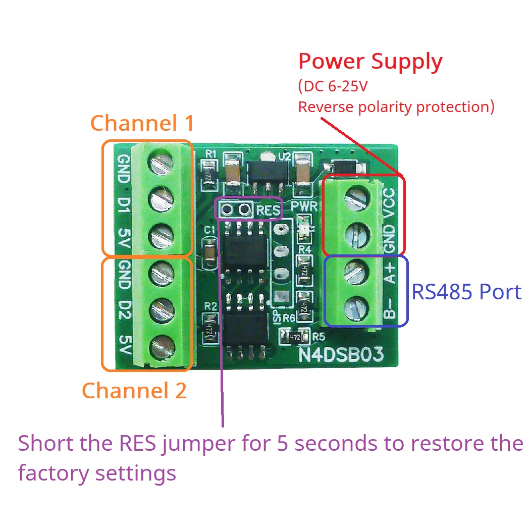 2CH RS485 Modbus -55 a + 125C  - Ds18B20 Temperature Sensor reseña y precio