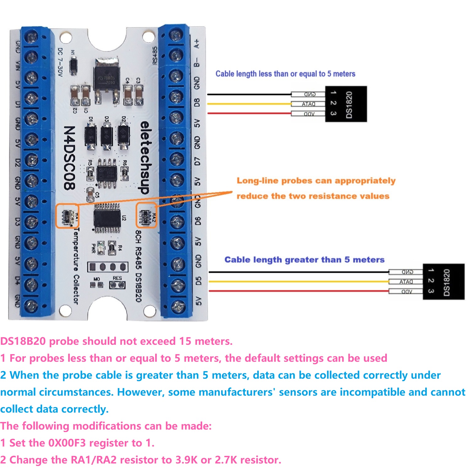 Módulo IO analógico Modbus RS4 - Ds18B20 Temperature Sensor reseña y precio