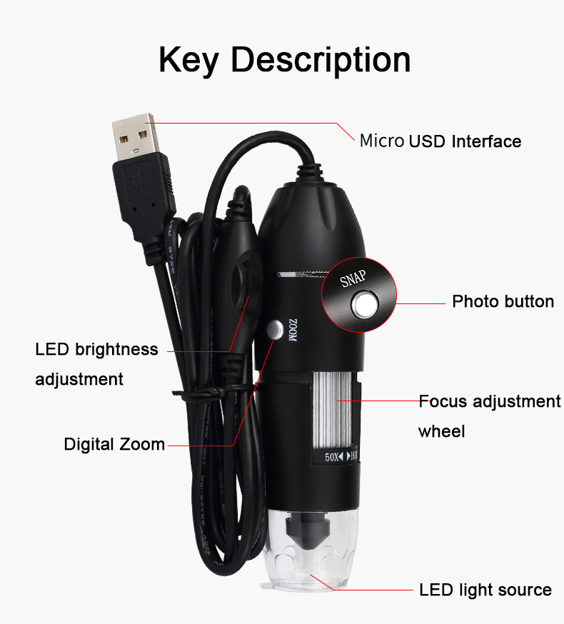 Microscopio Digital USB 500X/1 - Diy Electronics Microscope reseña y precio